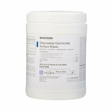 MCKESSON Surface Disinfectant Wipes, Small Canister, 65PK 50-66170
